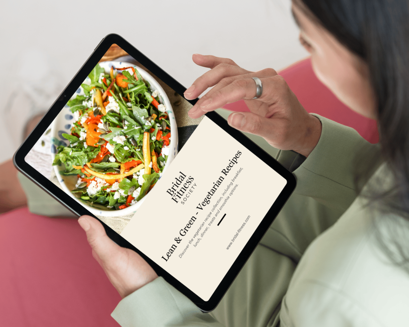 Lean and Green vegetarian recipe book displayed on a tablet